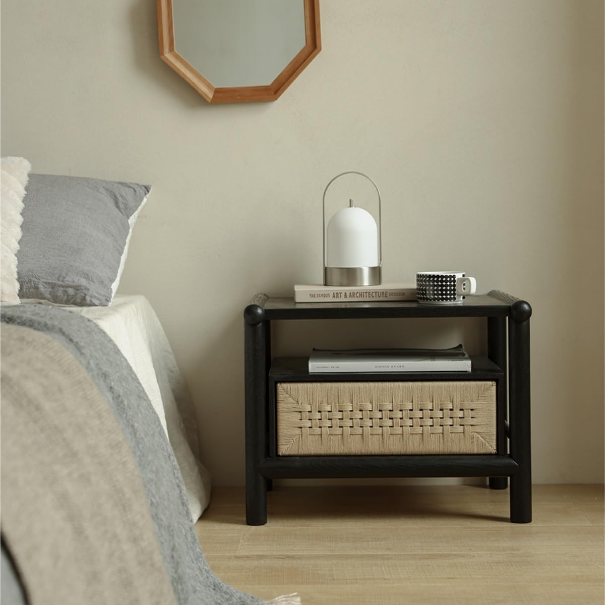 Chinese Style Bedside Nightstand 🛏️✨ Storage Drawer Table