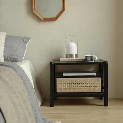 Chinese Style Bedside Nightstand 🛏️✨ Storage Drawer Table